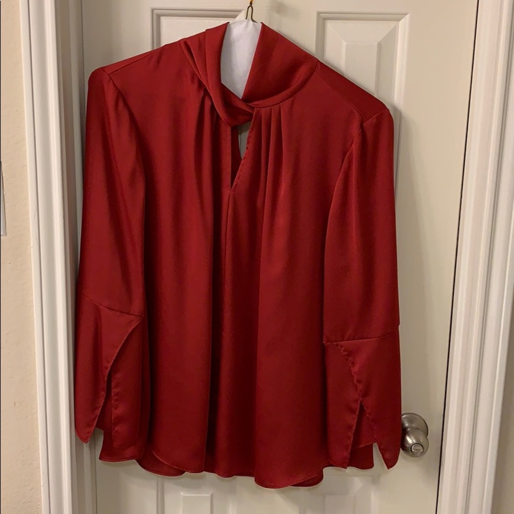 Vince Camuto Red Blouse With Flutter Sleeves - image 1